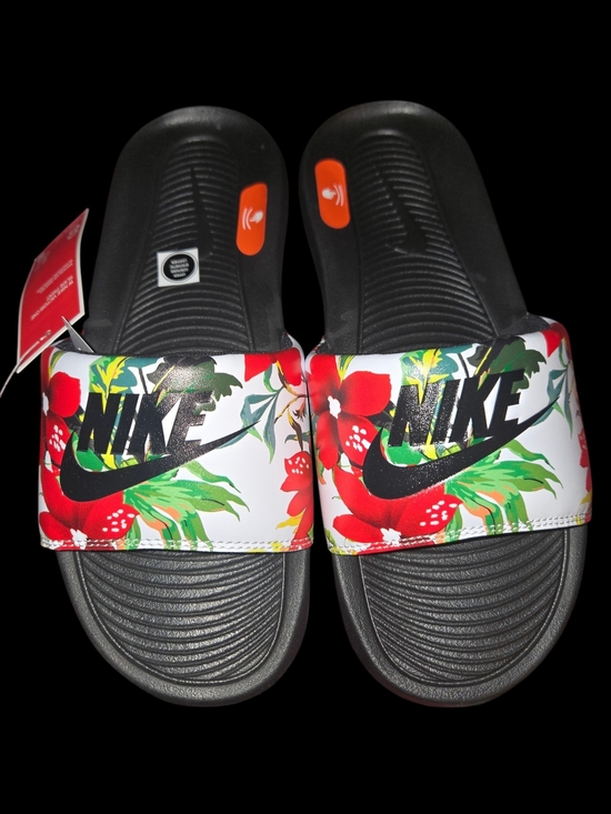 Nike Shoes - Nike Victori One Slide Print with floral design featuring red flowers.